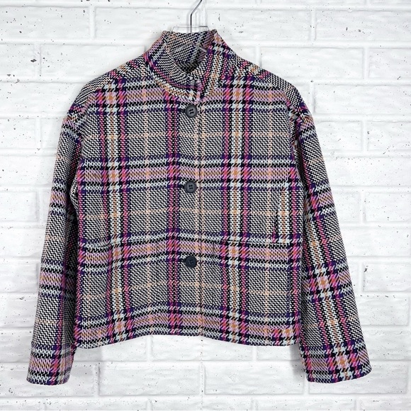 HALOGEN Plaid 3 Button Multi-color Houndstooth Jacket | Small - Picture 1 of 7